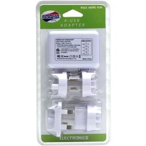 American Tourister 4-USB Travel Adapter Kit White AT96-170-027-01 Global Plug